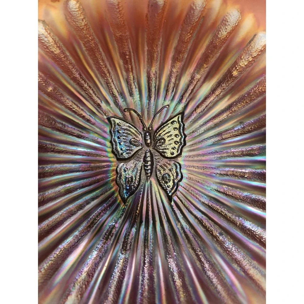 Vintage Imperial Glass Butterfly Carnival Glass Bon Bon Dish Amethyst Iridescent